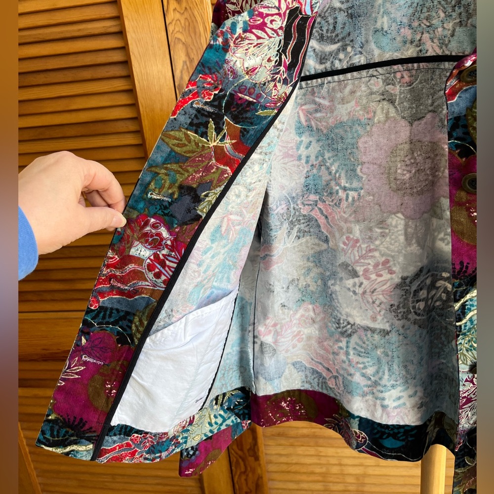 Additions by Chico's Multicolor Boho Floral Cotton Jacket Size 1 Medium - Picture 6 of 7